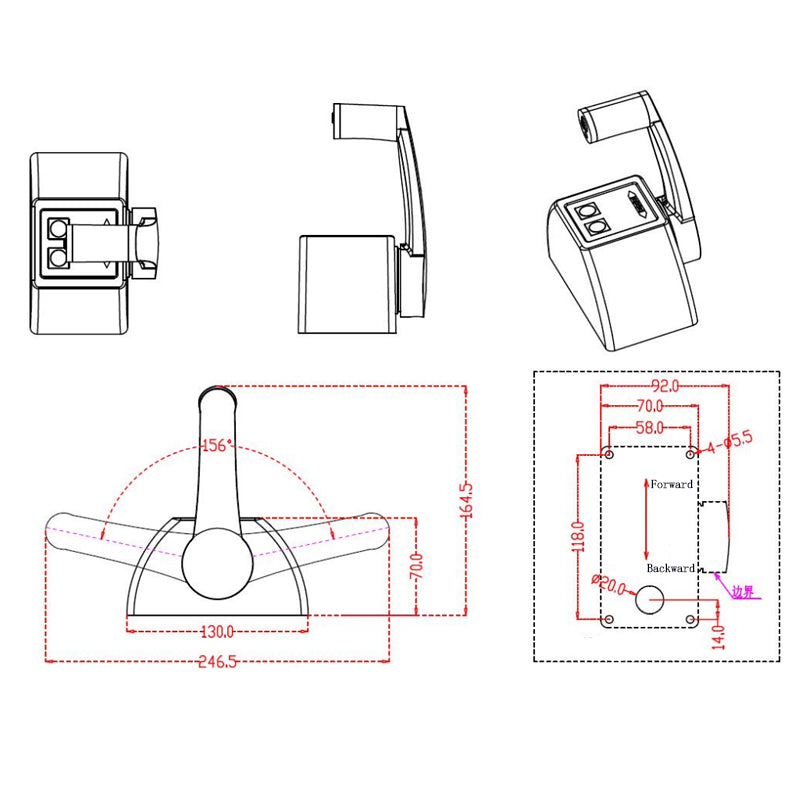 Can RS232 PWM  Marine Forward Backward Throttle Lever