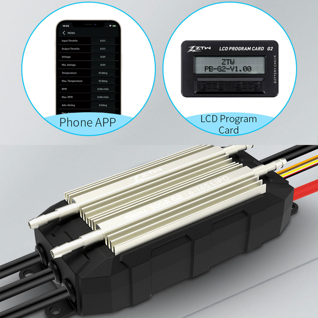 ZTW MOSFET Technology IP67 Dual Operation 70A-300A HV Programmable ESC