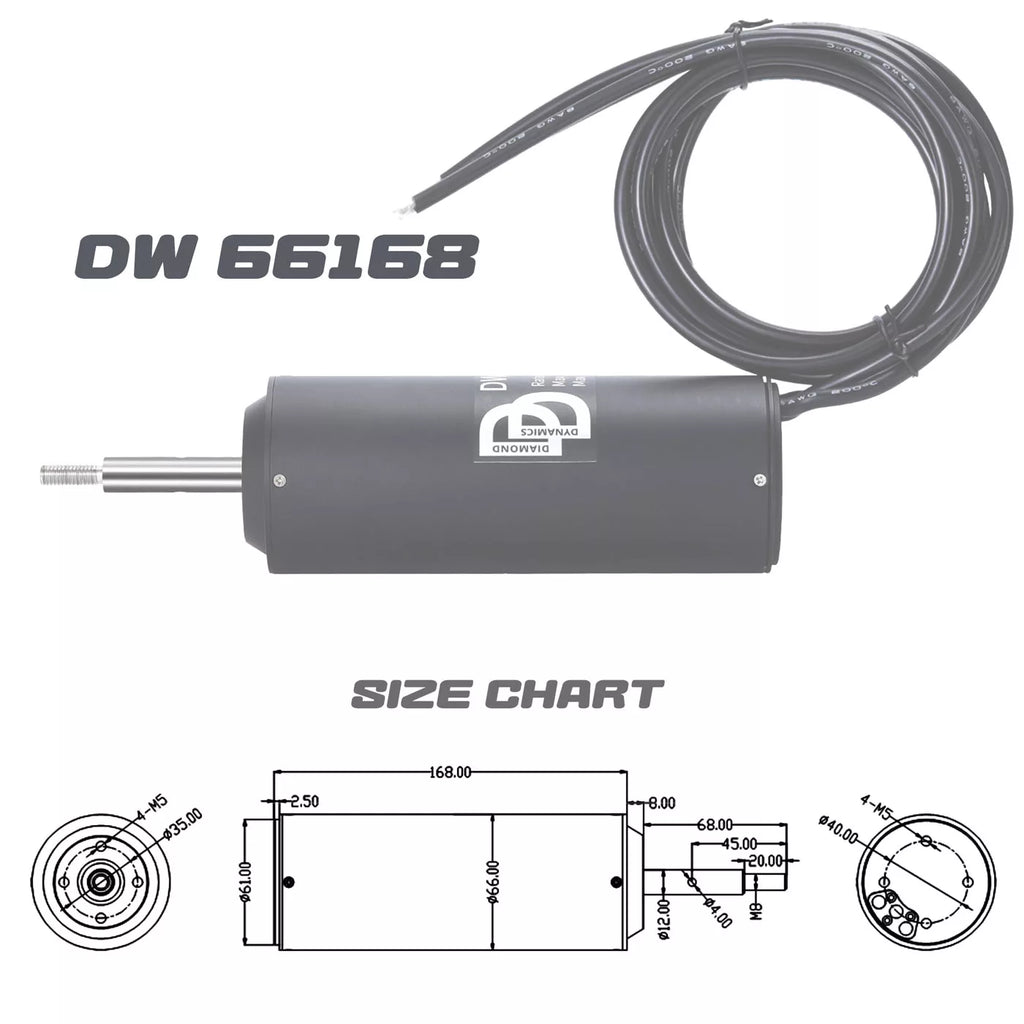 DW66168 6650W High-Torque Motor - 130KV IP68 for EV, Marine & Robotics