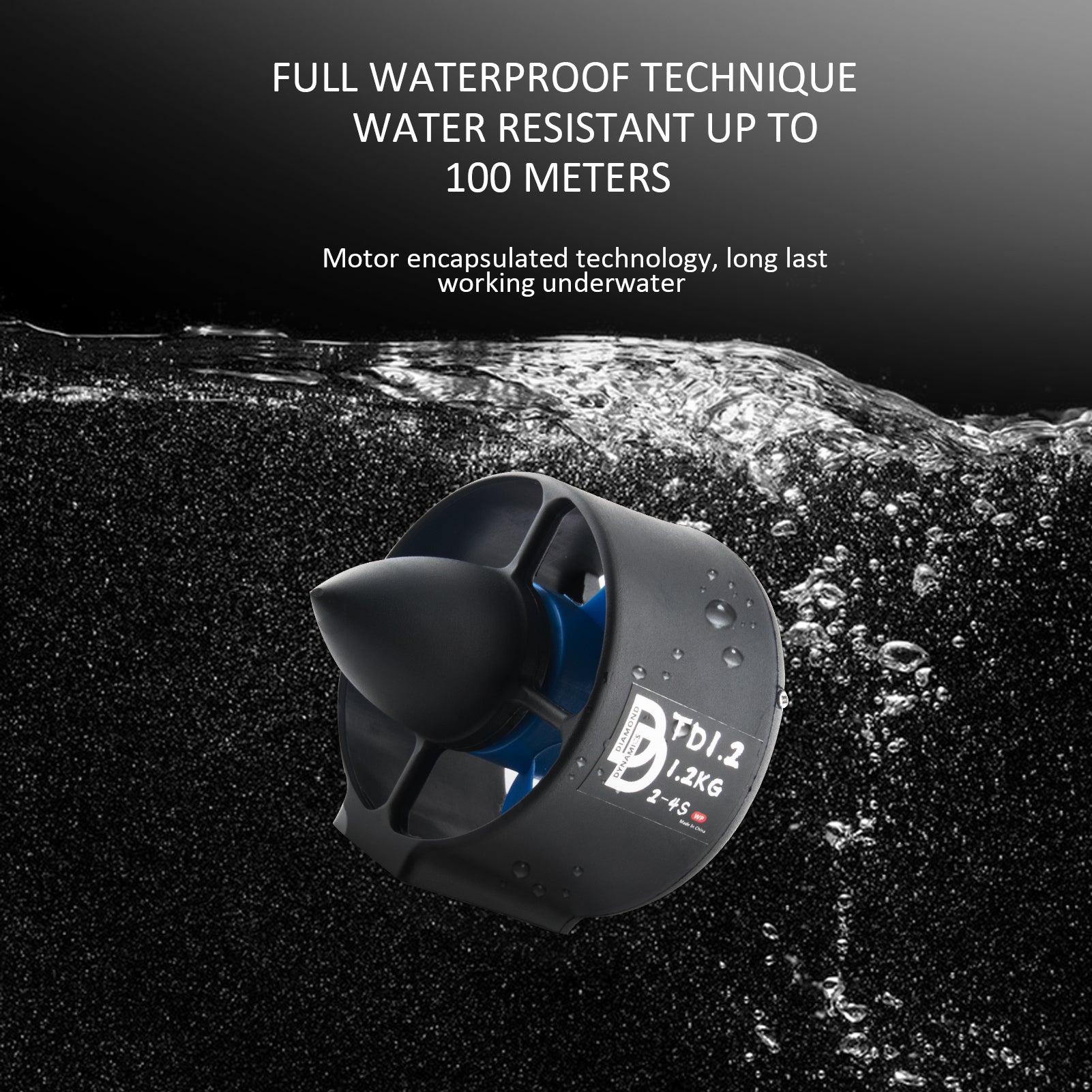 TD1.2 12V 312W 100M Underwater Thruster without ESC For Kayaks ROVs