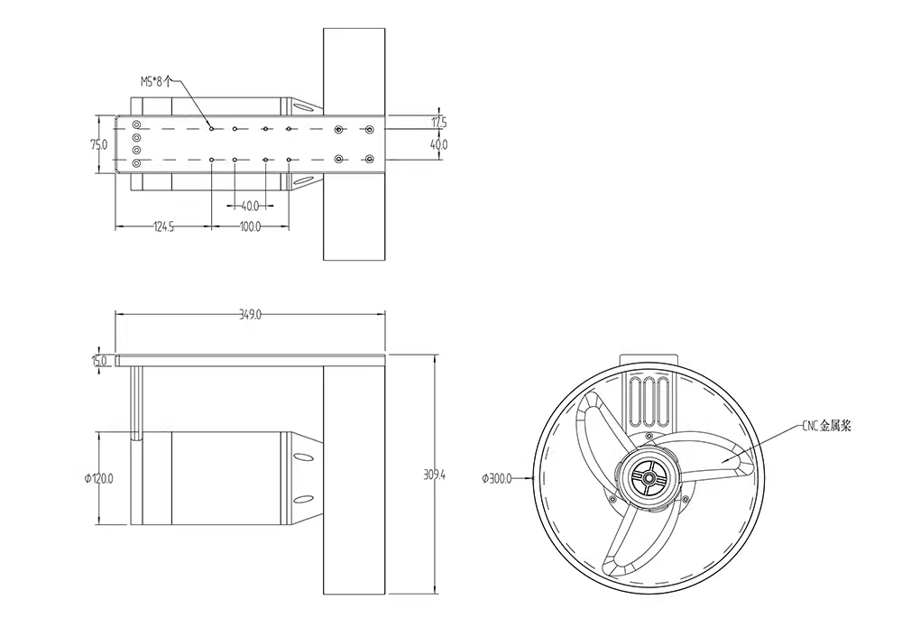 TD100 24-60V 100kg 10KW PWM Signal Waterproof Industrial Subsea  Underwater Thruster