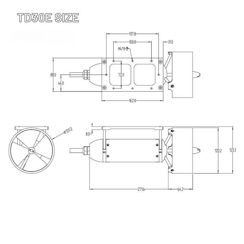 TD30E Built-in ESC 50V 1900W All Metal Waterproof Underwater Thruster