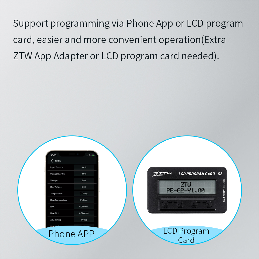 ZTW MOSFET Technology IP67 Dual Operation 70A-300A HV Programmable ESC
