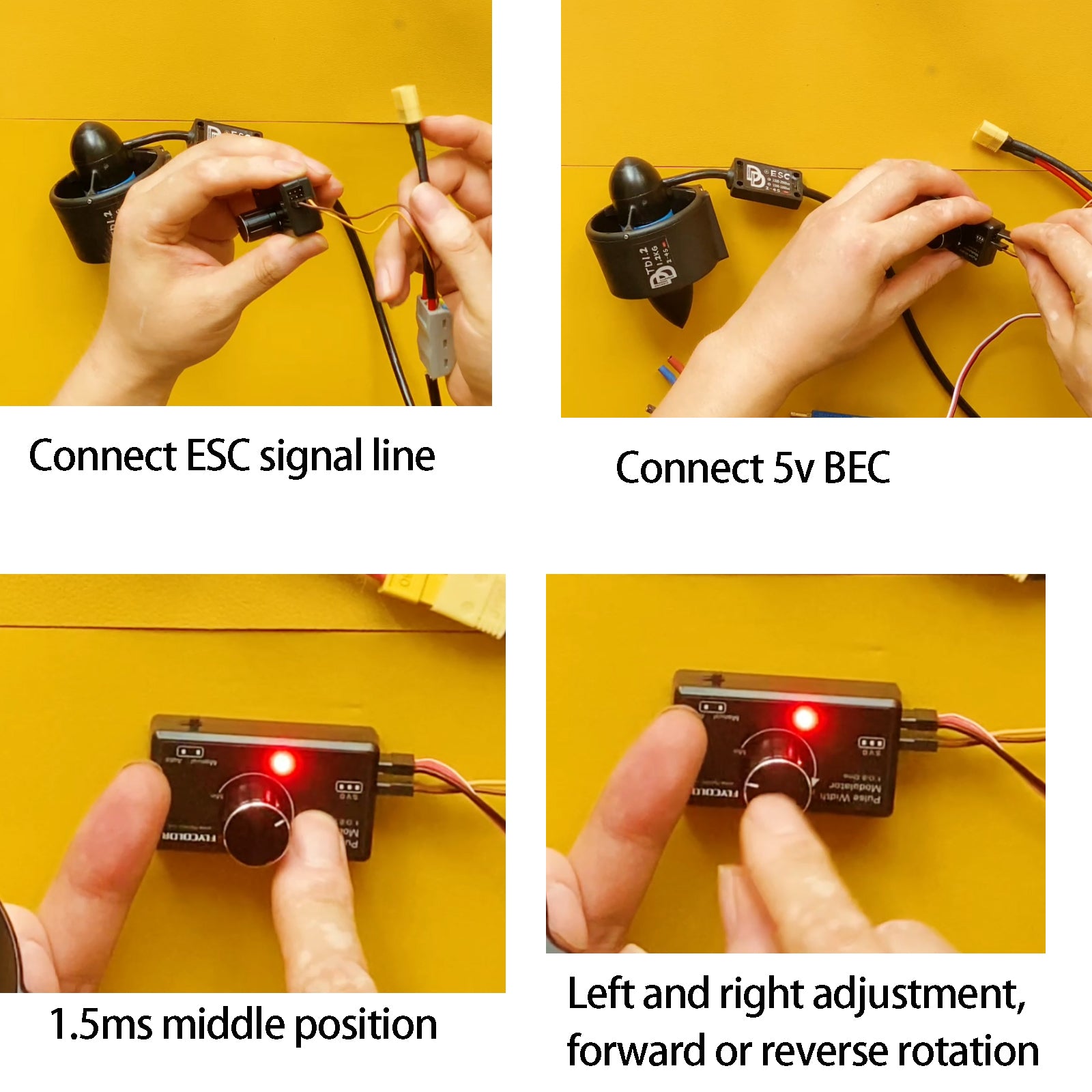 FLYCOLOR PWM Control Knob Tester for RC  Boat Underwater Thruster ESC Motor