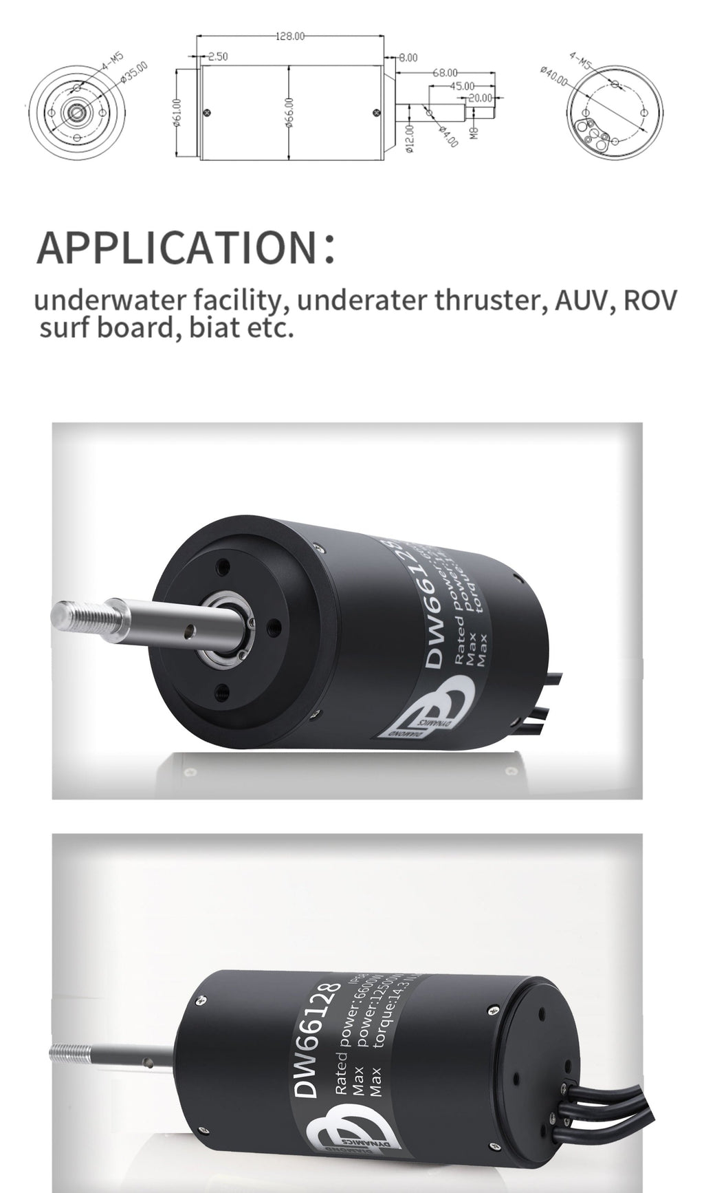 DW 66128 Waterproof  IP68  39-78V  6600W 7.5N.M Brushless Motor